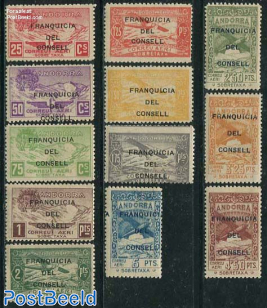 Unissued armail stamps with Franquicia del consell overprints 12v