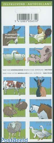 Farm animals 10v s-a on foil sheet