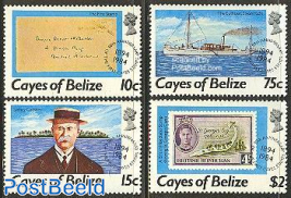 Cayes, stamp centenary 4v