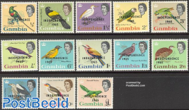 Definitives, birds independence overprints 13v