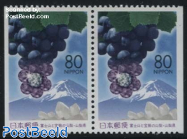 Fuji mountain, grapes booklet pair