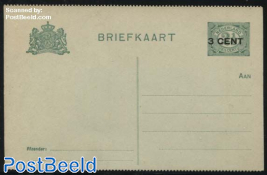 Postcard 3CENT on 2.5c, perforated, long dividing line