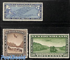 Airmail definitives 3v, without WM