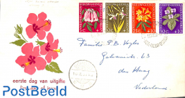 Flowers 4v, FDC with written address