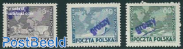 World Post Office 3V with Groszy overprints