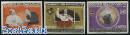 Pope visits UNO 3v, imperforated, airmail