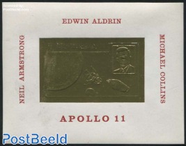 Apollo 11, Kennedy (with open mouth), gold, imperforated s/s