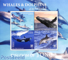 Whales and dolphins 4v m/s (white borders)