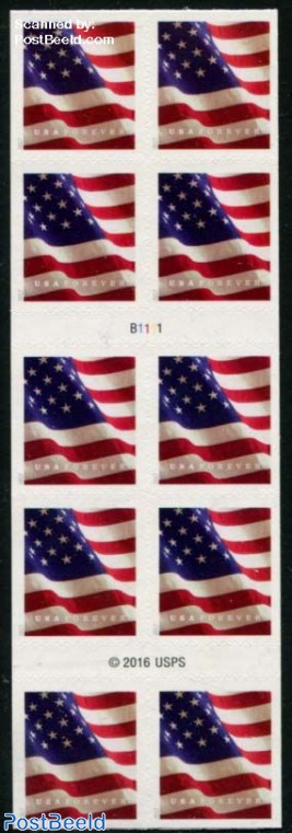 Definitive, Flag booklet (BCA, microtext USPS bottom right, year grey)