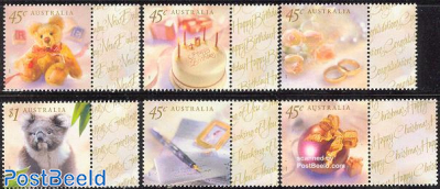 Greeting stamps 6v+tabs