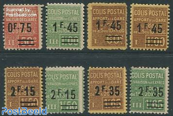 Colis Postal overprints 8v