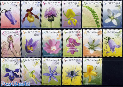 Definitives in Euro values 17v, flowers