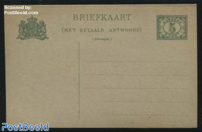 Reply Paid Postcard 5+5c green