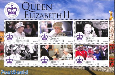 Queen Elizabeth II 6v, m/s, overprinted In loving memories 1926-2022