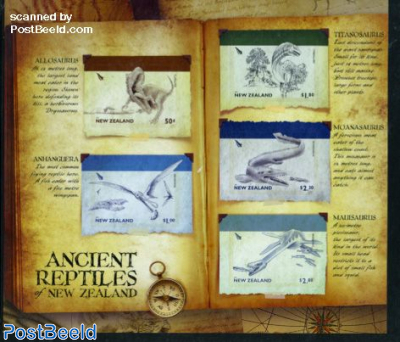 Ancient reptiles 5v s-a, foil sheet