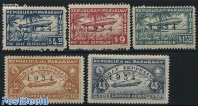 Graf Zeppelin 1934 overprints 5v