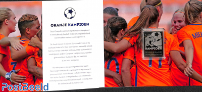 Woman football champion, special pack with silver stamp