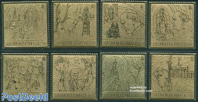 Pope John Paul II 8v metal stamps