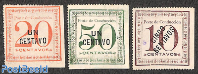 Parcel stamps, overprints 3v