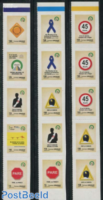 Traffic signs 8v (in 3 strips of 5 stamps each)