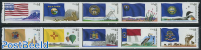 Flags, US States 10v s-a
