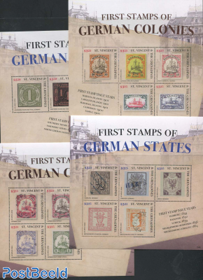 First Stamps of German States 4 s/s