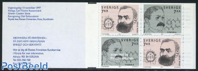 Nobel prize 2x2v in booklet, joint issue Switzerl.